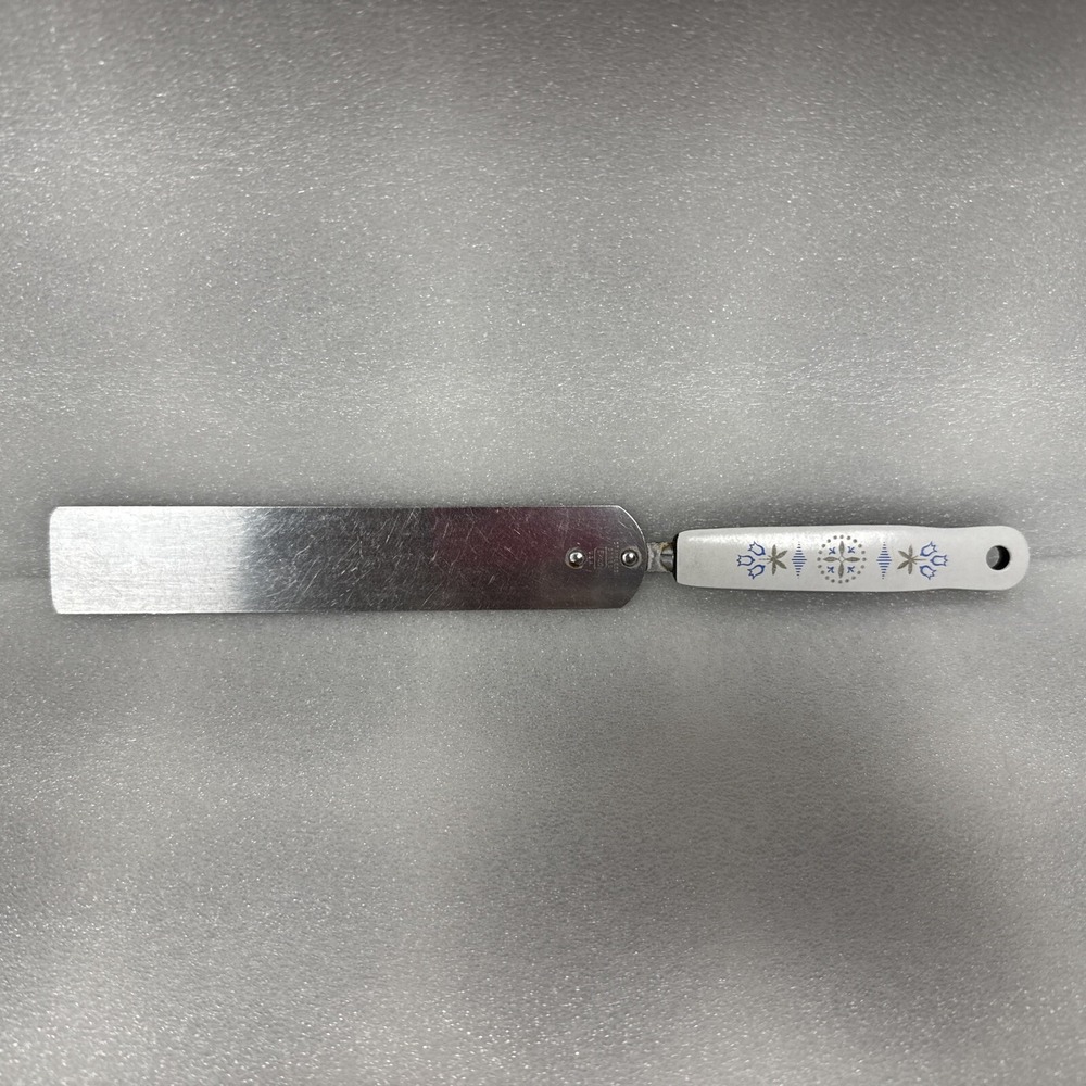 Ekco USA Stainless Steel Spreader Spatula White Blue Tulip Decorative Handle